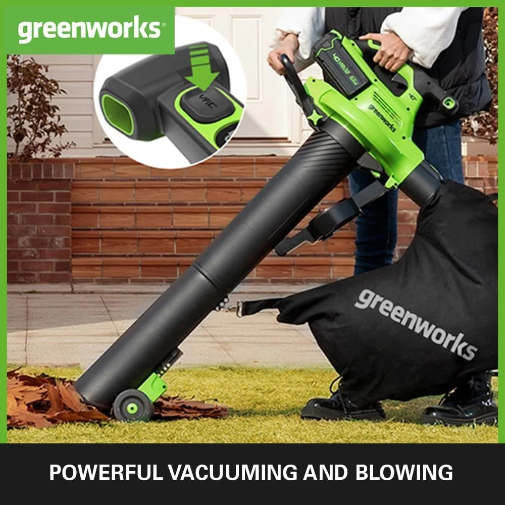 40V Souffleur / Aspirateur de feuilles 370 km/h - 2x Batteries 2Ah