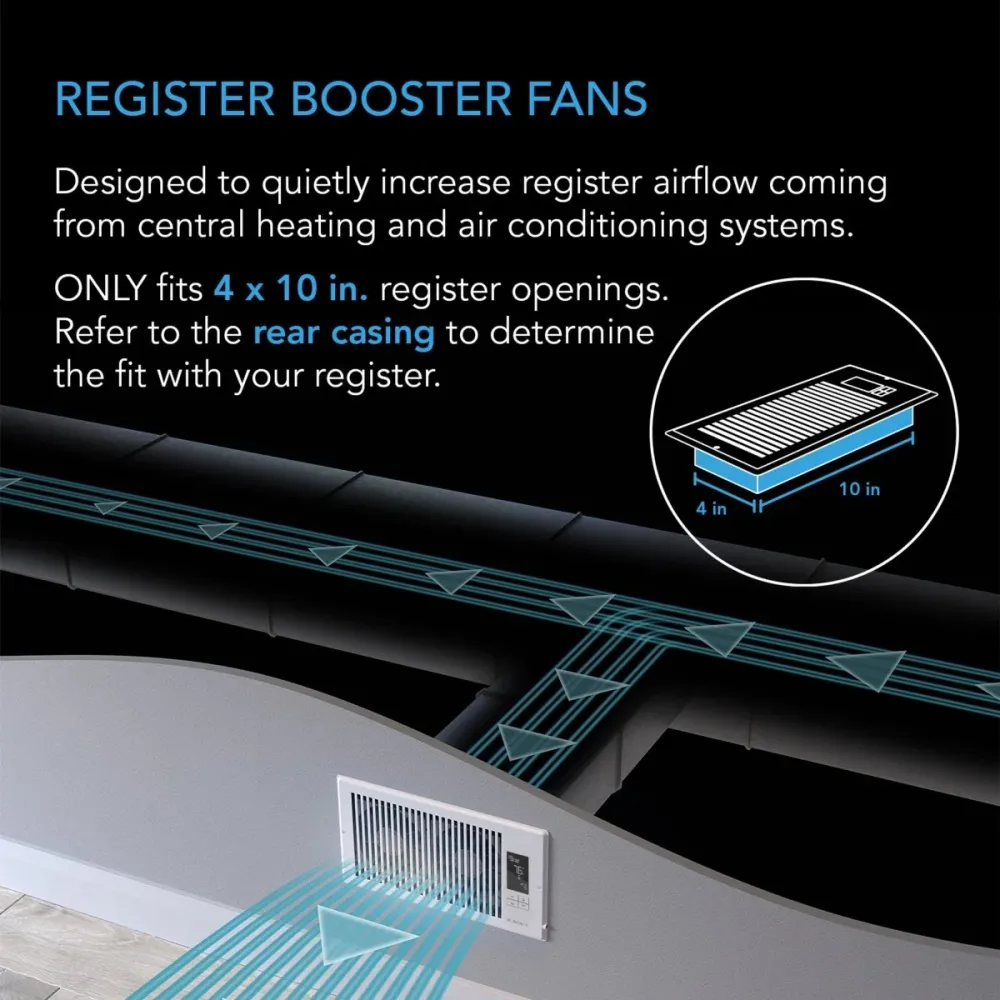 Quiet Register Booster Fan AC Infinity AIRTAP T4 Blanc 4" x 10"