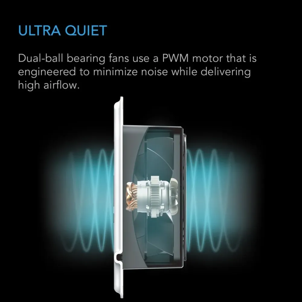 Quiet Register Booster Fan AC Infinity AIRTAP T4 Blanc 4" x 10"