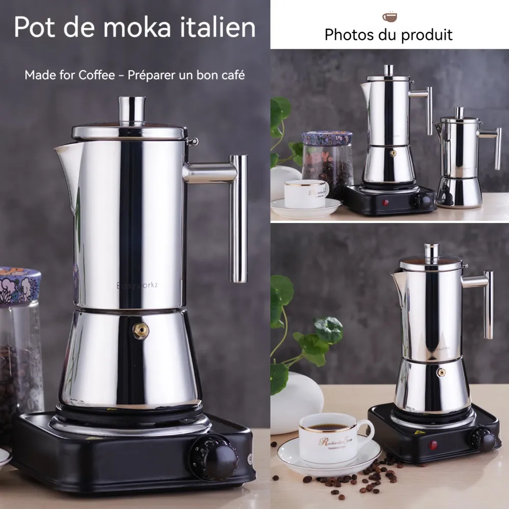 afetière italienne en acier inoxydable pour 10 tasses 500ml Pour induction à gaz et toutes les cuisinières Cafetière moka...