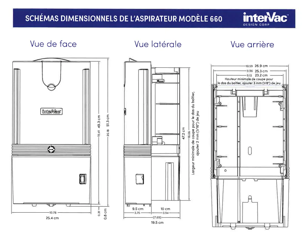 Aspirateur intervac modèle 660 Alarme Caméra Surveillance (ACS)