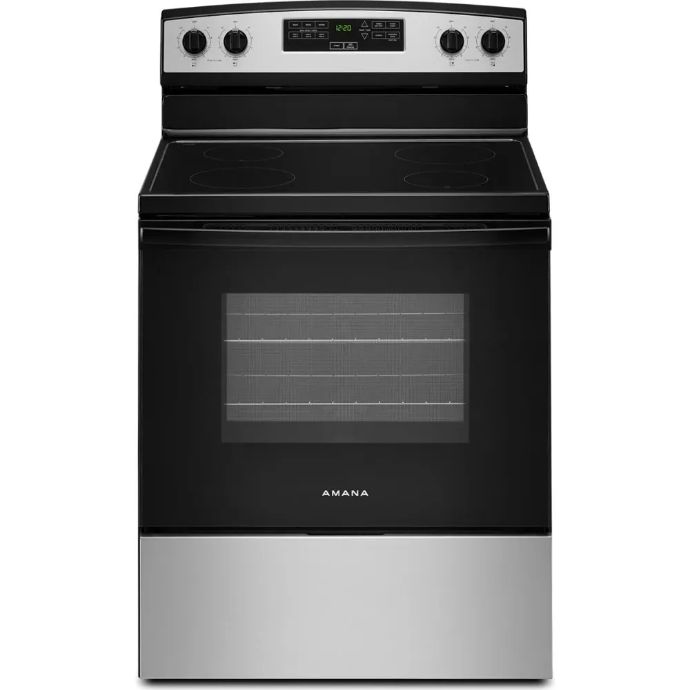 Amana Cuisinière électrique 30 po avec fort grande fenêtre de four YAER6203MSS pour Cuisine équipée