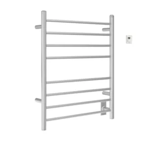 Prestige Dual Porte-serviette chauffant à fixation murale fini en acier inox brossé avec minuterie Ancona Home
