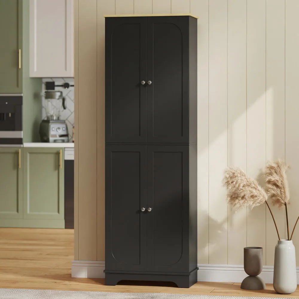 Armoire de rangement avec étagères réglables et 4 portes, noire. Aosom
