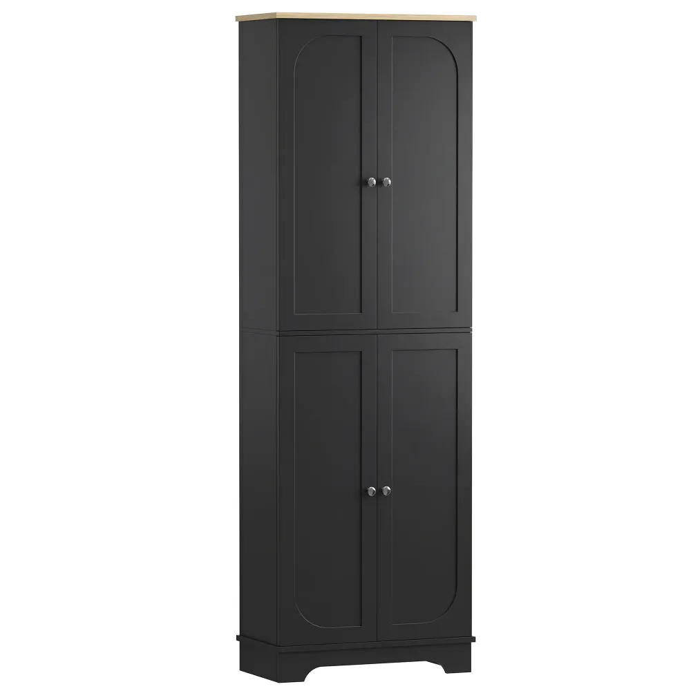 Armoire de rangement avec étagères réglables et 4 portes, noire. Aosom