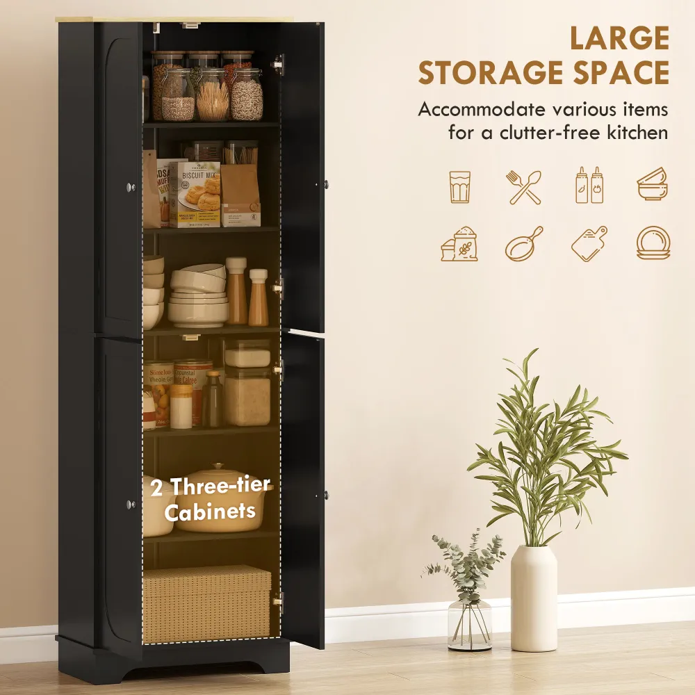 Armoire de rangement avec étagères réglables et 4 portes, noire. Aosom