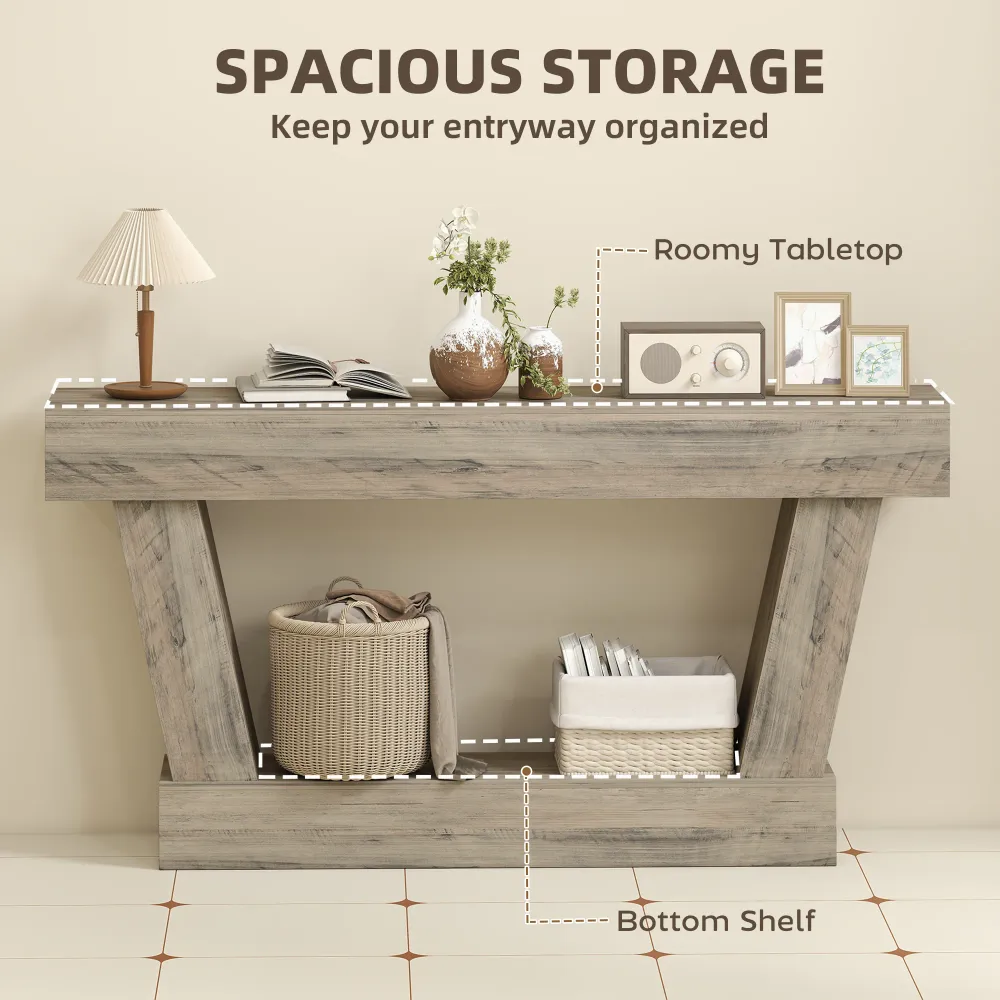 Console vintage avec étagère ouverte pour salon, marron clair Aosom