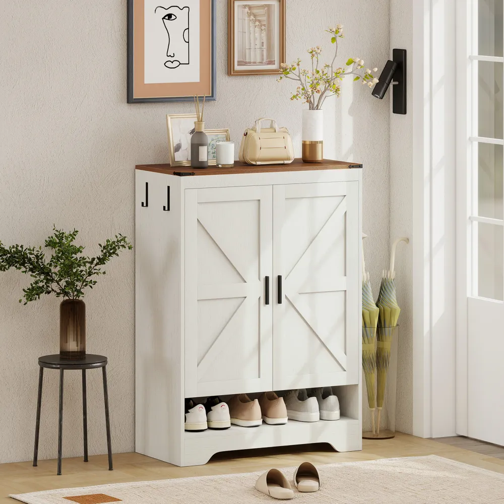 Meuble à chaussures à 5 niveaux pour 15 paires, style ferme, blanc Aosom