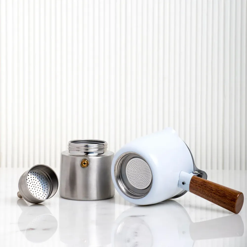 Cafetière Italienne Araku Moka 2 tasses Blanche