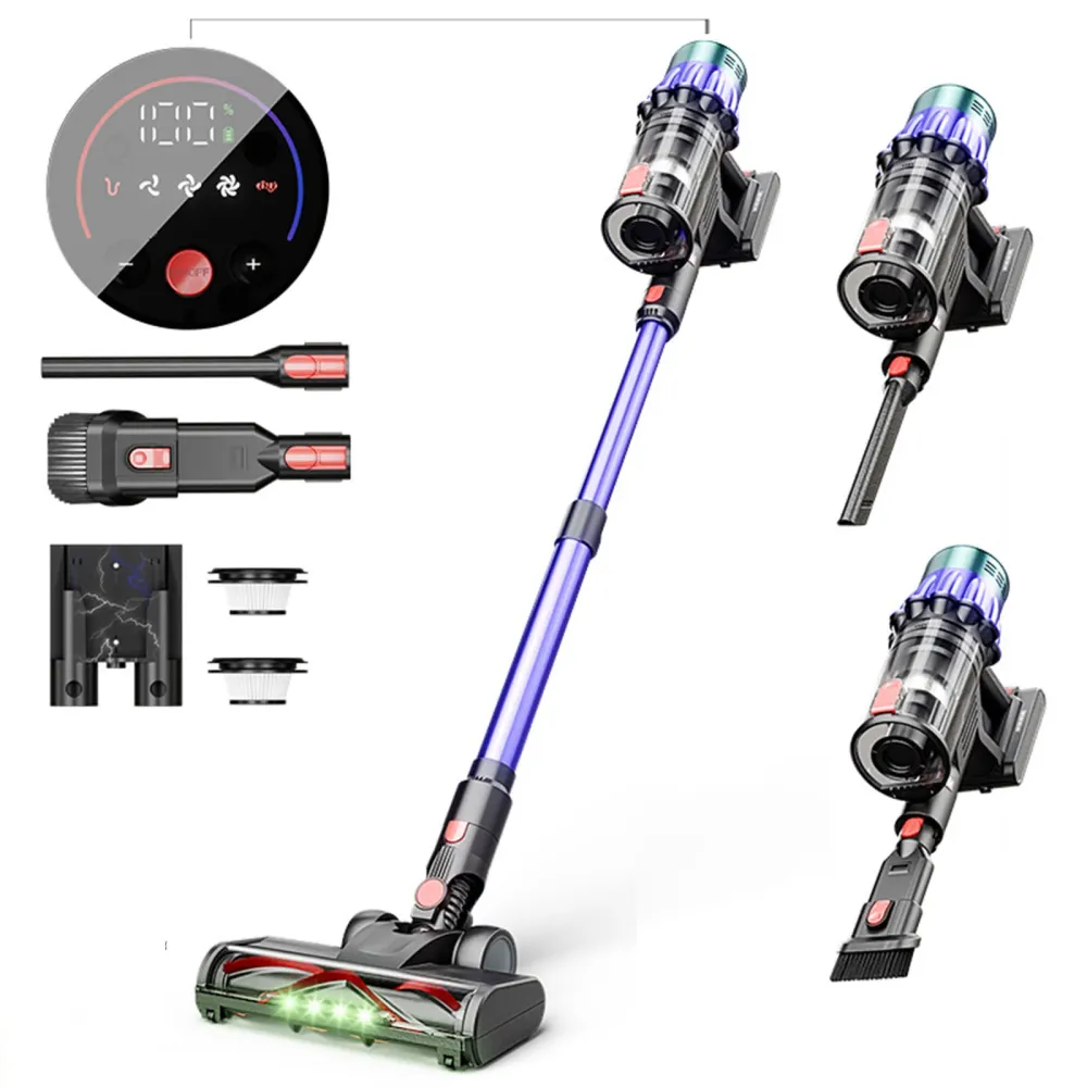 Aspirateur Balai sans Fil 550w 35kpa1.2L 3 vitesses Haute puissance Pour les sols durs et moquette Aspirateur à main pour...