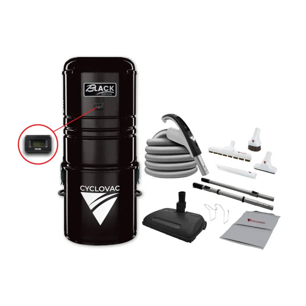 Aspirateur central 125 Black Edition avec sac incluant une trousse d'accessoires électriques 110/24V Super Luxe - boyau de...