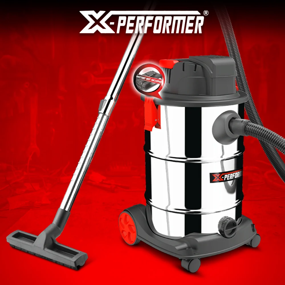 Aspirateur eau et poussières sans fil 20V – cuve inox 30L – sans batterie – X-Performer