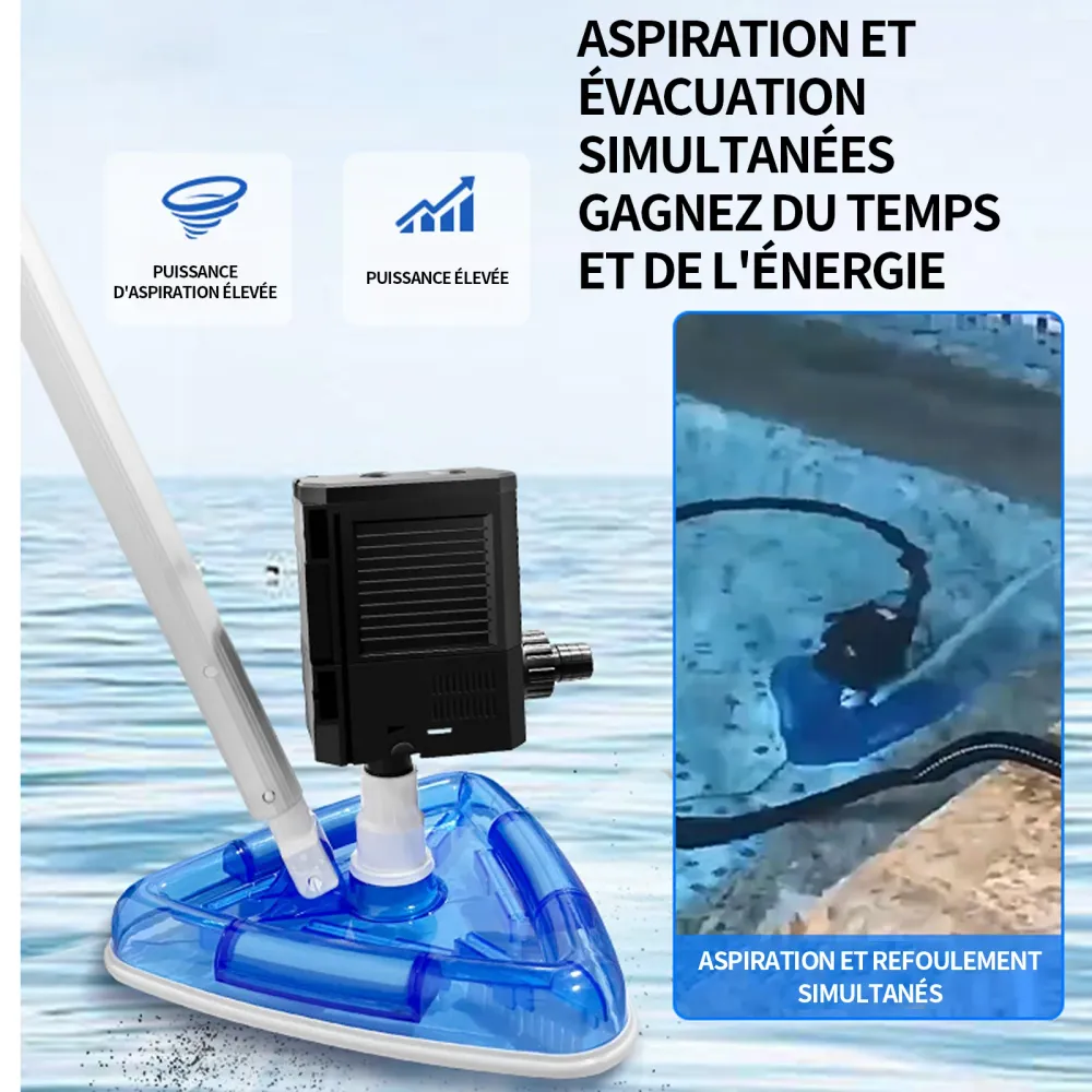 Aspirateur machine d'aspiration de piscine ligne 55w 10m + tuyau d'eau 10m filtre IP44 dépoussiérage tête de brosse triang...