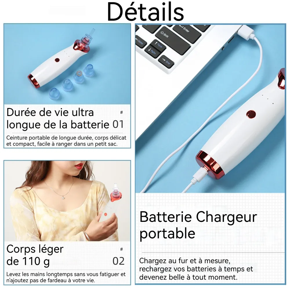 Aspirateur Point Noir 5V1A Ultra-léger Pression négative sous vide Longue durée vie de la batterie Aspirateur Point Noir é...
