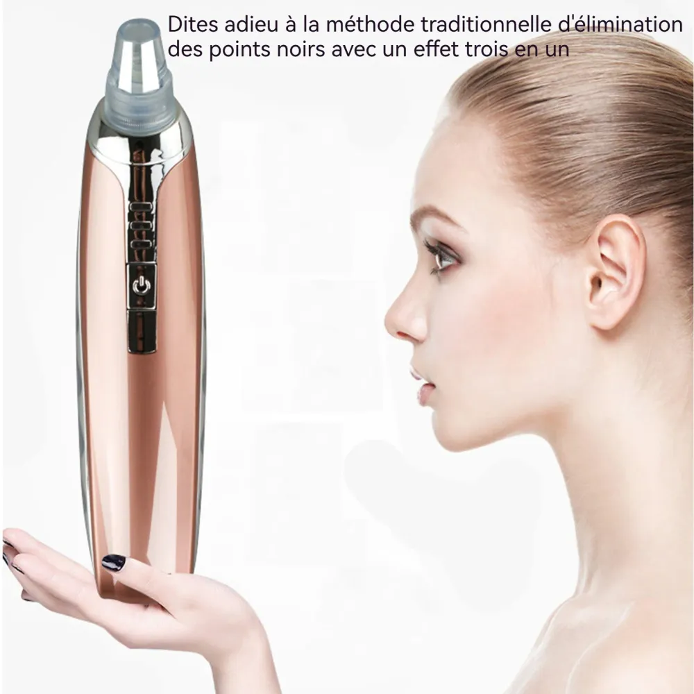 Aspirateur Point Noir 600mAh Réglage à trois vitesses Sept embouts Chargement USB Portable Aspirateur Point Noir électrique