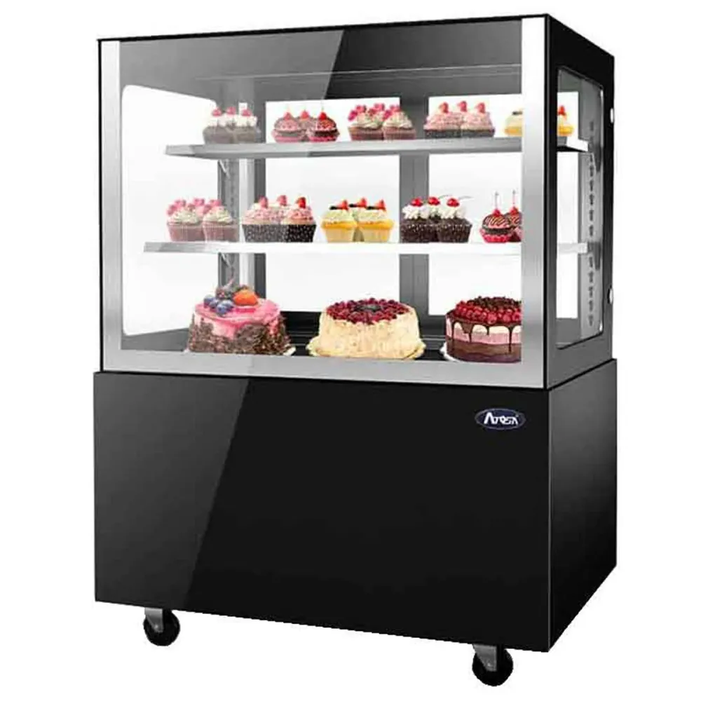 Vitrine réfrigérée comptoir - Droite - 2 Niveaux - Laquée Noir Atosa