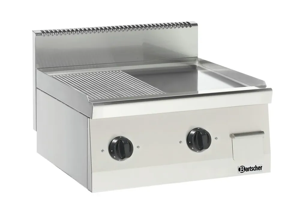 Plaque grill 600, B600, 1/2 lisse + 1/2 nervurée Bartscher