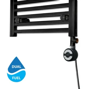 Kit de conversion de radiateur sèche-serviettes thermostatique Terma MOA noir avec raccords en T bathroomwisdom