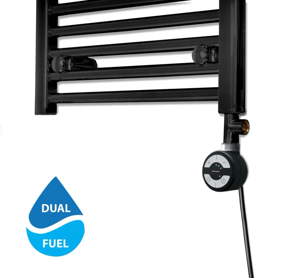 Kit de conversion de radiateur sèche-serviettes thermostatique Terma MOA noir avec raccords en T bathroomwisdom