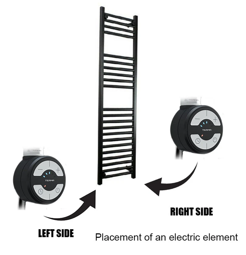 Kit de conversion de radiateur sèche-serviettes thermostatique Terma MOA noir avec raccords en T bathroomwisdom