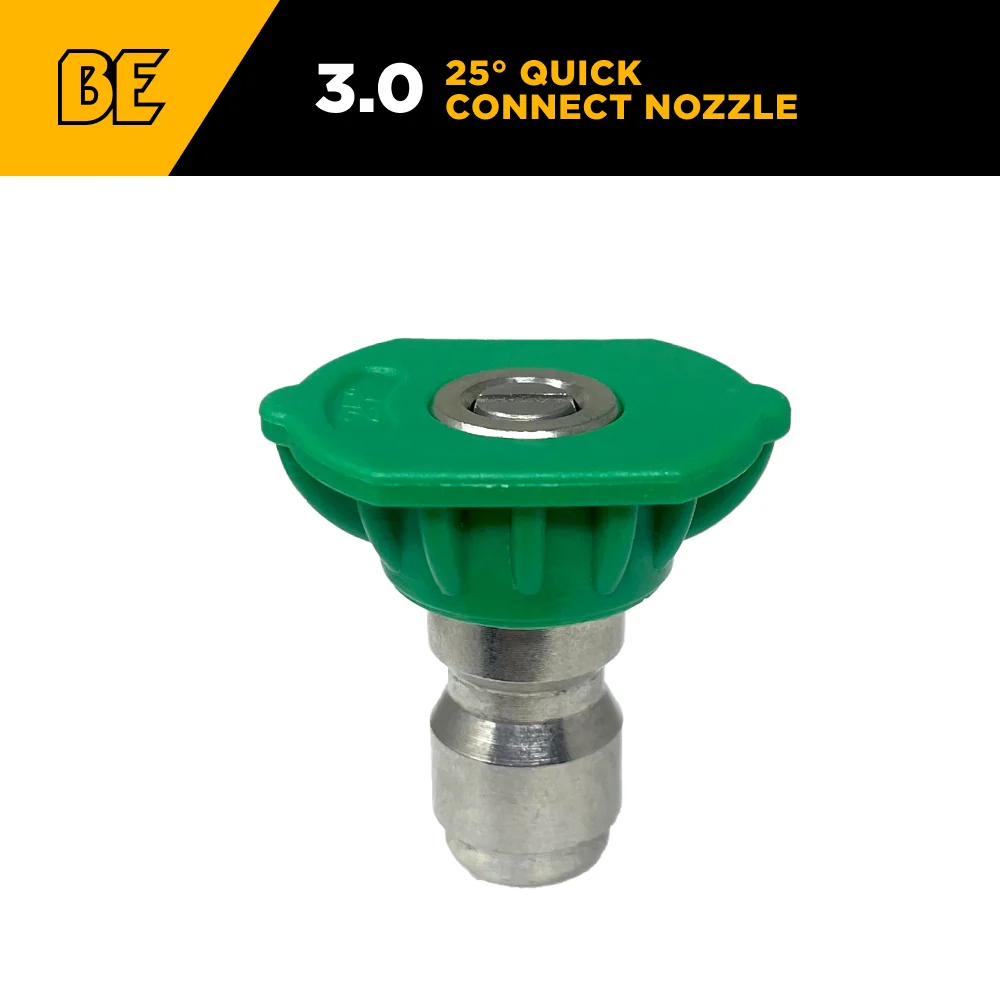 Buse de nettoyeur haute pression à connexion rapide 25° – Orifice 3,0 – Emballage prêt à la vente BE Power Equipment