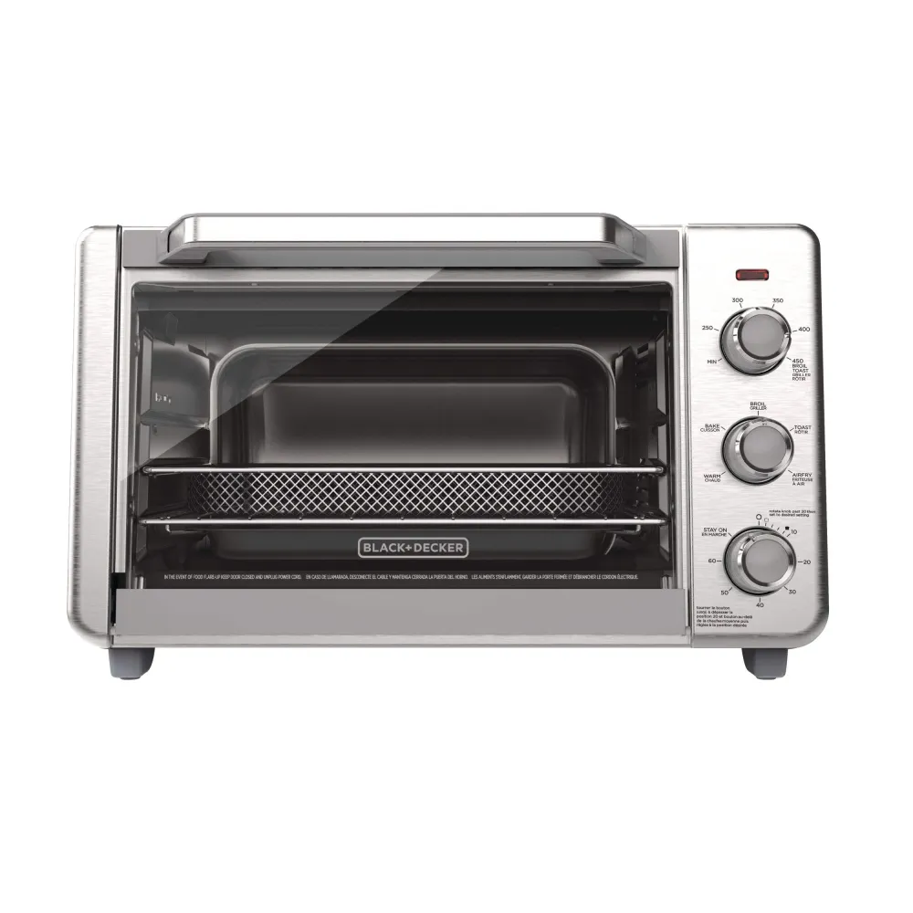 Four grille-pain à 6 tranches Crisp 'N bake Black & Decker, acier inoxydable, 5 fonctions de cuisson [BOITE OUVERTE]