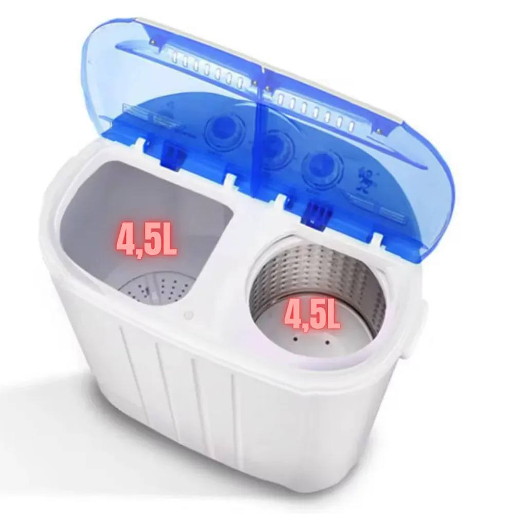 Mini machine à laver 2 compartiment 4,5L x2 Boummarket