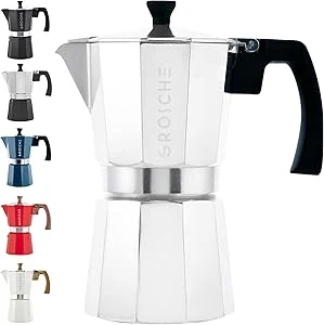 Cafetière espresso italienne argent - Modèle Milano - 6 tasses - Grosche