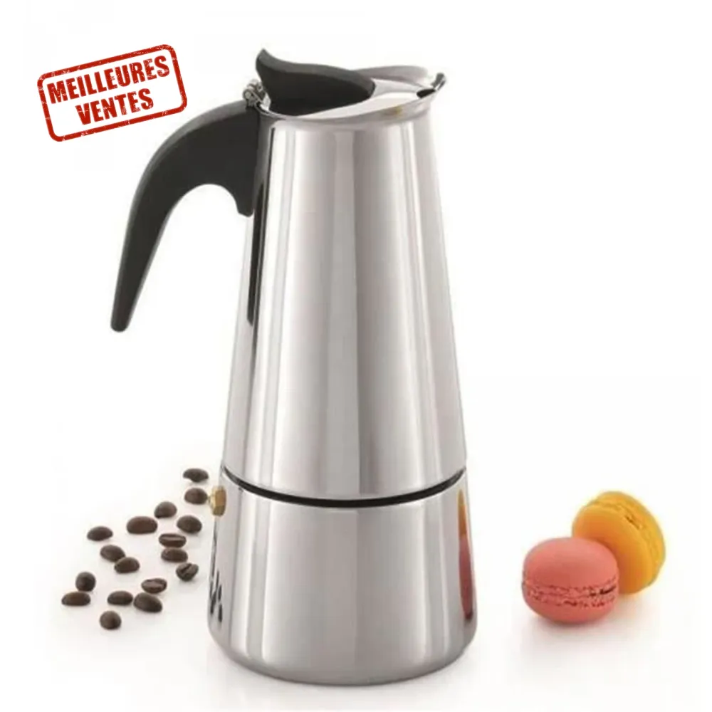TD® Cafetière italienne à grain contenance accessoire de cuisine café thé café au lait conception solide couleur grise