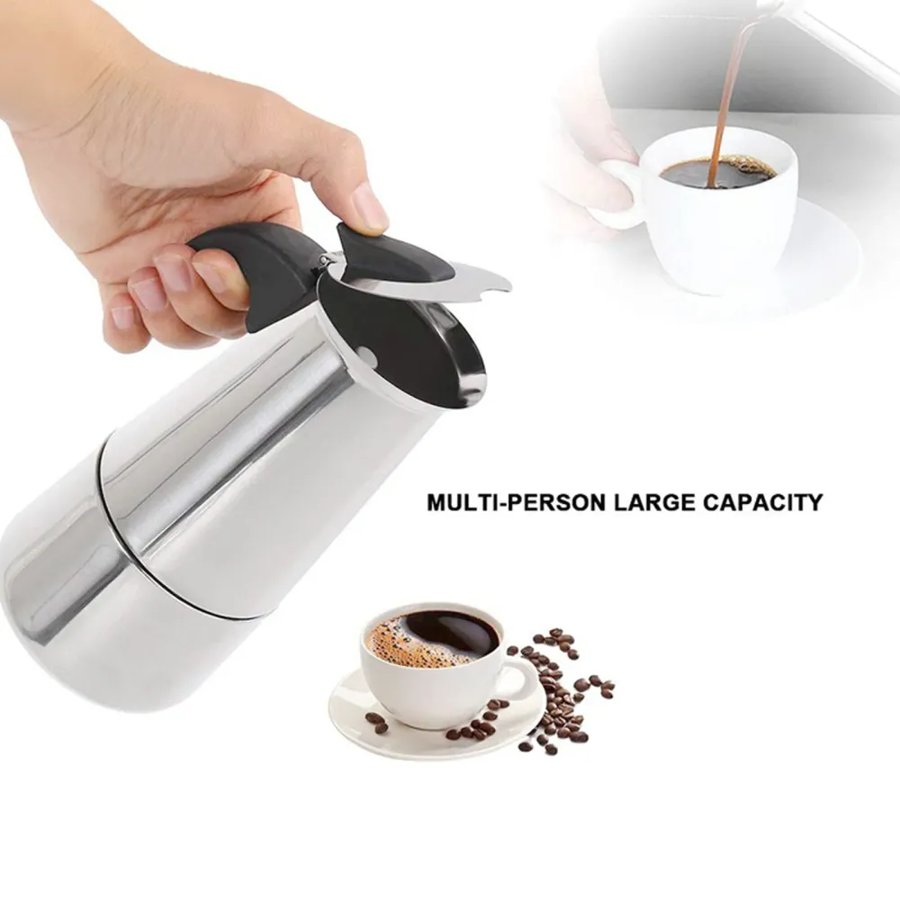 TD® Cafetière italienne à grain contenance accessoire de cuisine café thé café au lait conception solide couleur grise