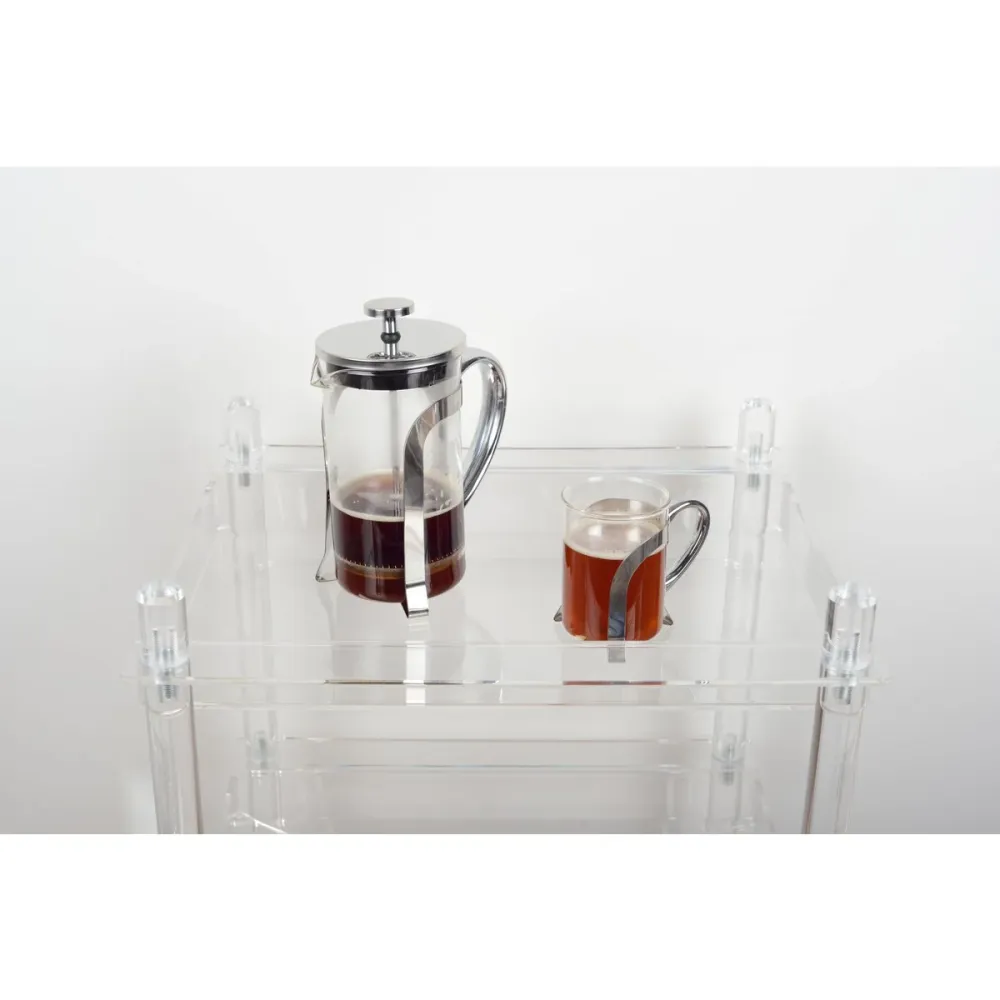 Cafetière en verre avec déco en métal argent 9x9x18cm