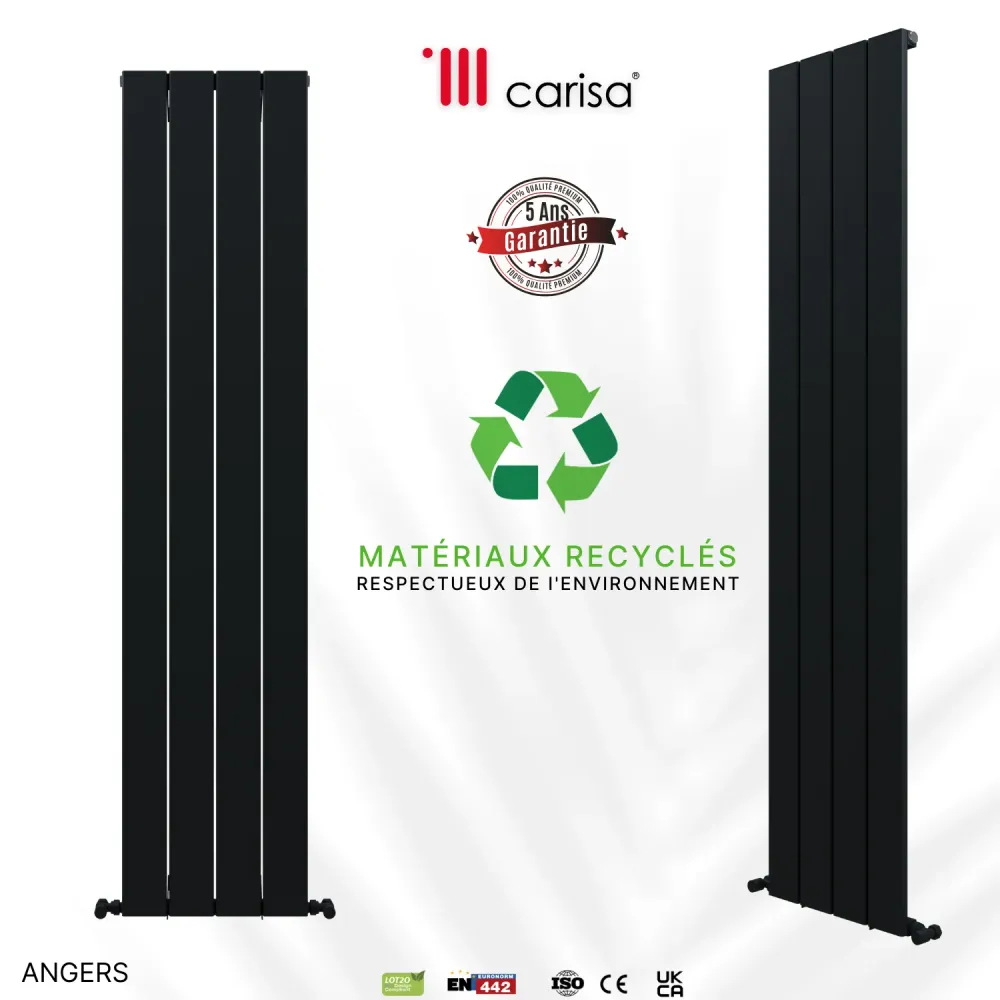 Carisa Angers Radiateur en Aluminium Vertical Design Moderne Gris Clair
