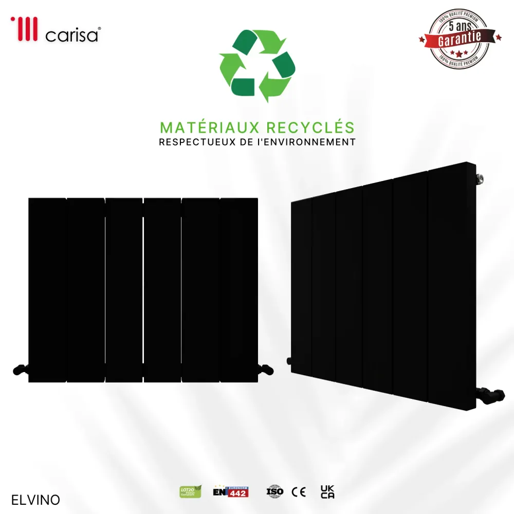 Carisa Elvino Radiateur en Aluminium Horizontal Design Moderne Gris foncé