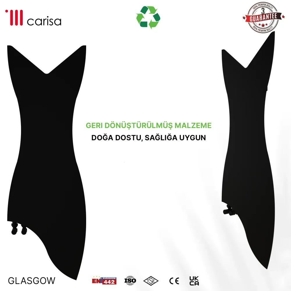Carisa Glasgow Radiateur Design Mince en Acier Vertical Design Moderne Noir