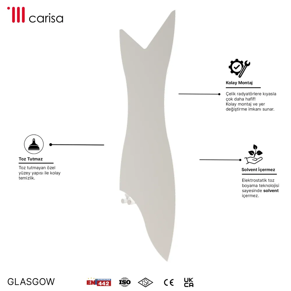 Carisa Glasgow Radiateur Design Mince en Acier Vertical Design Moderne Blanc