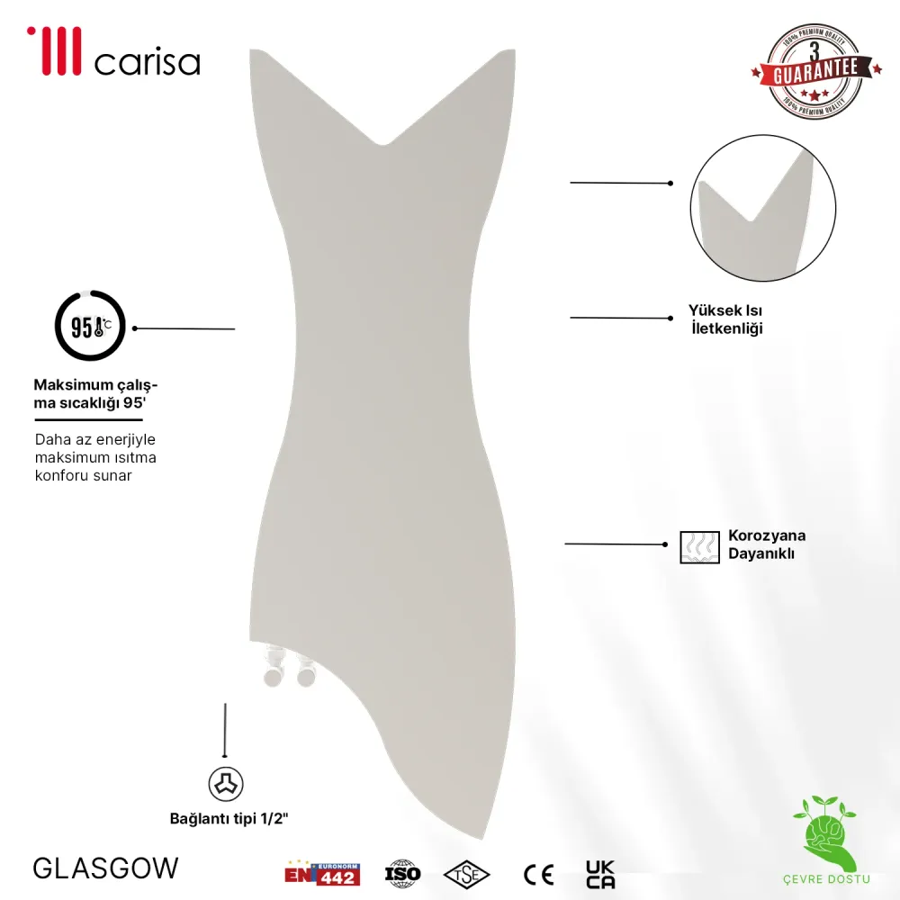 Carisa Glasgow Radiateur Design Mince en Acier Vertical Design Moderne Blanc