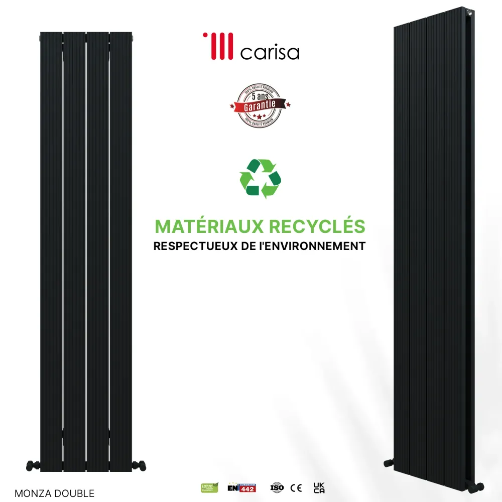 Carisa Monza Double (Reverse Side Nemo) Radiateur en Aluminium Vertical Design Moderne Gris foncé
