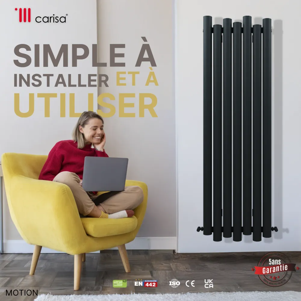 Carisa Motion Radiateur en Aluminium Horizontal Design Moderne Gris foncé