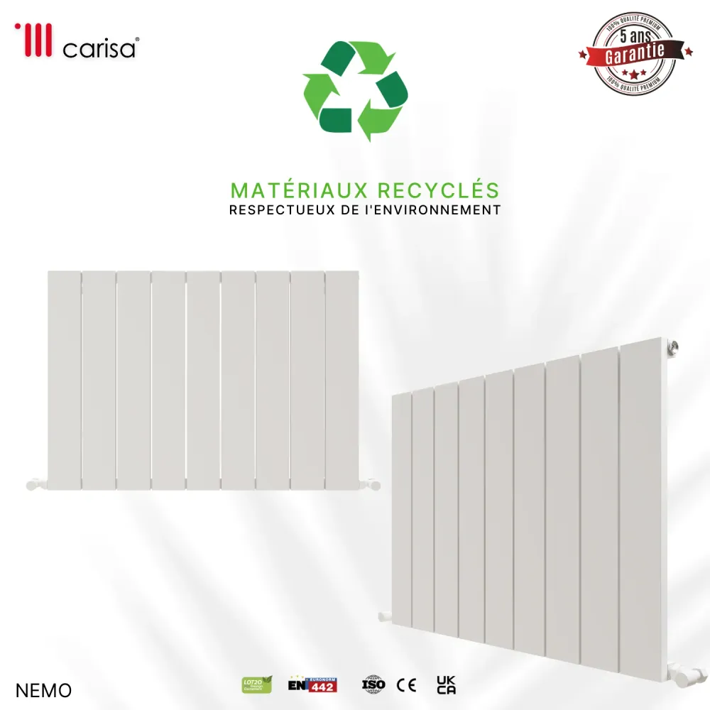 Carisa Nemo Double Radiateur en Aluminium Horizontal Design Moderne Anodisé Poli