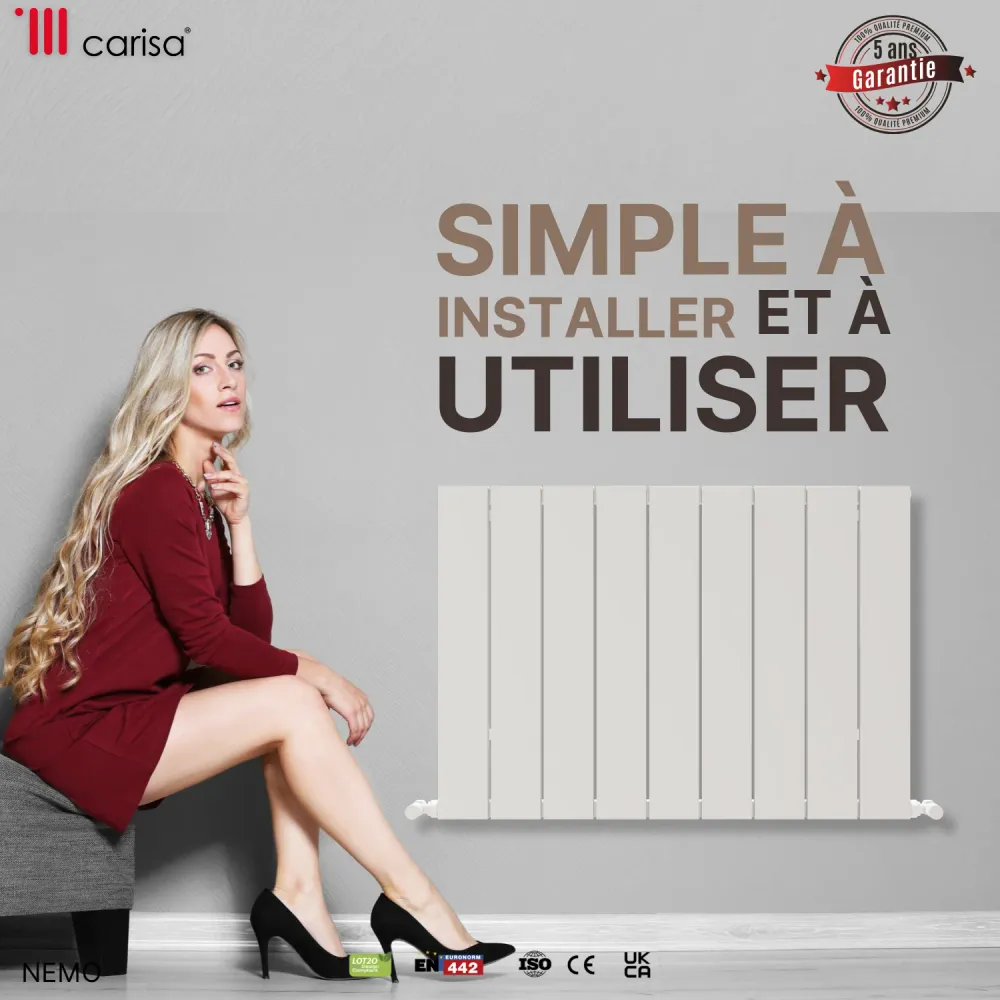 Carisa Nemo Double Radiateur en Aluminium Horizontal Design Moderne Anodisé Poli