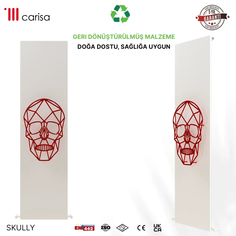 Carisa Skully Radiateur en Aluminium Vertical Design Moderne Blanc Red
