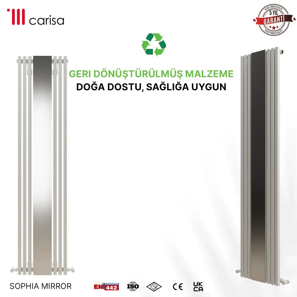 Carisa Sophia Mirror Radiateur en Aluminium Vertical Design Moderne Blanc