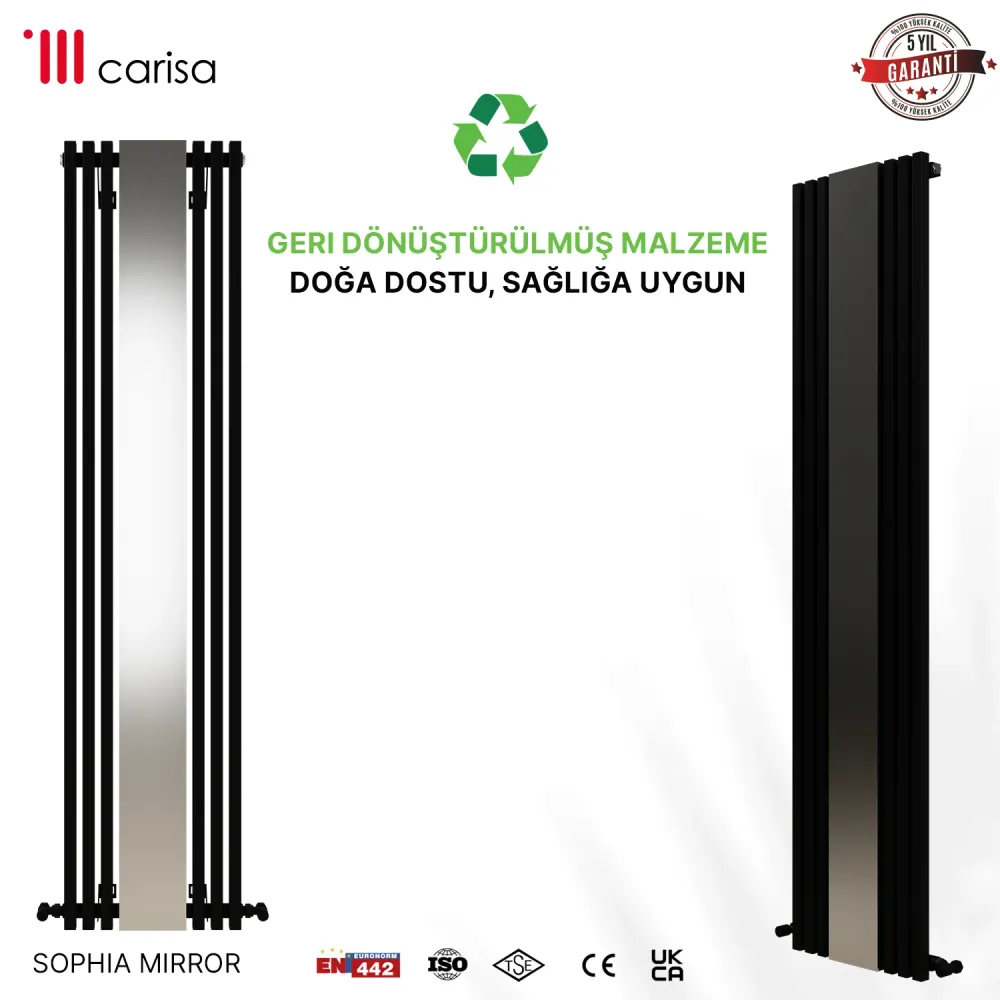 Carisa Sophia Mirror Radiateur en Aluminium Vertical Design Moderne Noir