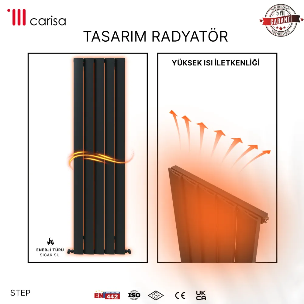 Carisa Step Radiateur en Aluminium Vertical Design Moderne Gris foncé