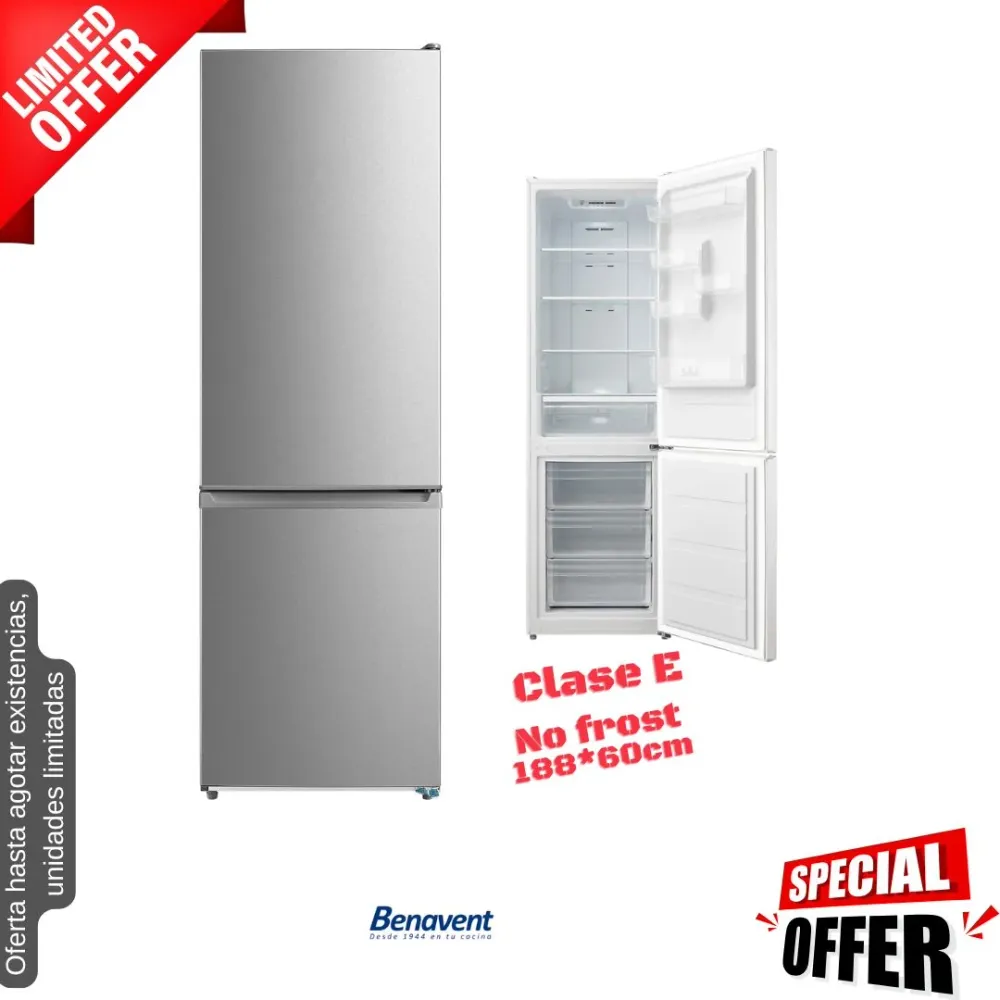 Frigorífico combi Benavent inox 188*60cm (026033) OFERTA CBM18860EX