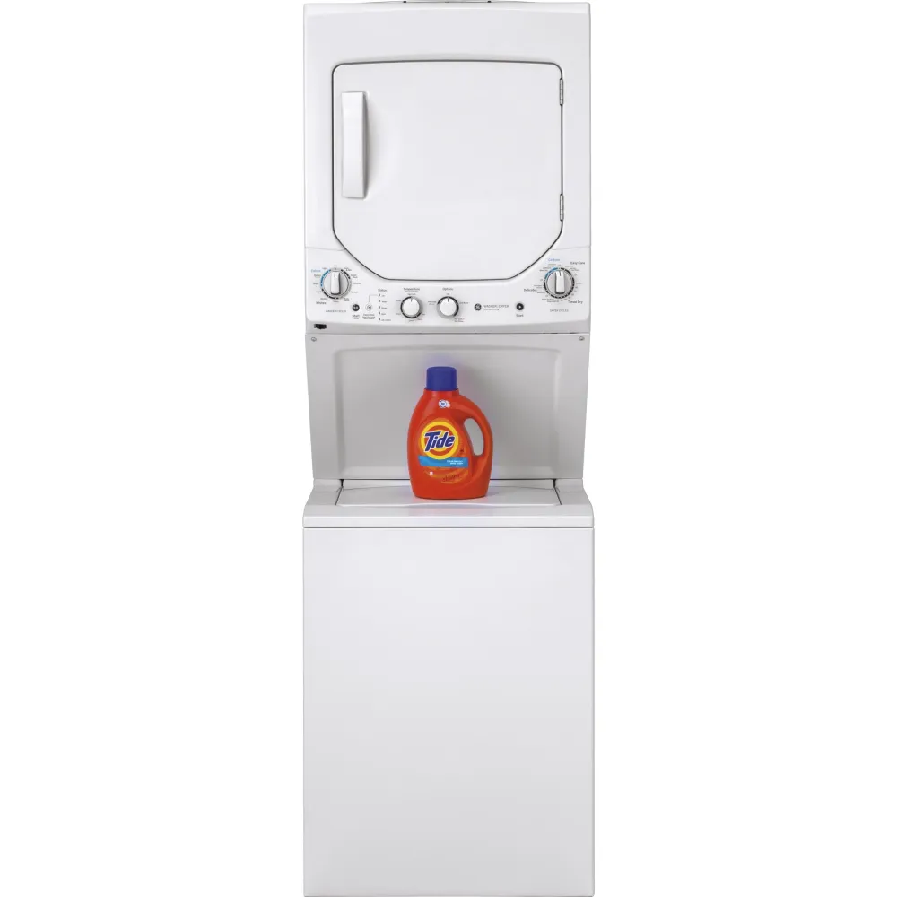 GE Centre de buanderie laveuse/sécheuse superposées à gaz GUD24GSSMWW