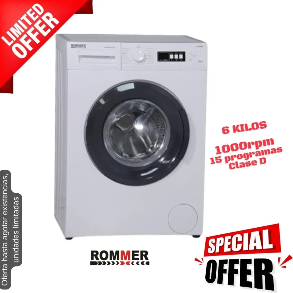 Lavadora Rommer 6kg blanca 1000rpm (026085) OFERTA CHAMPION 1136