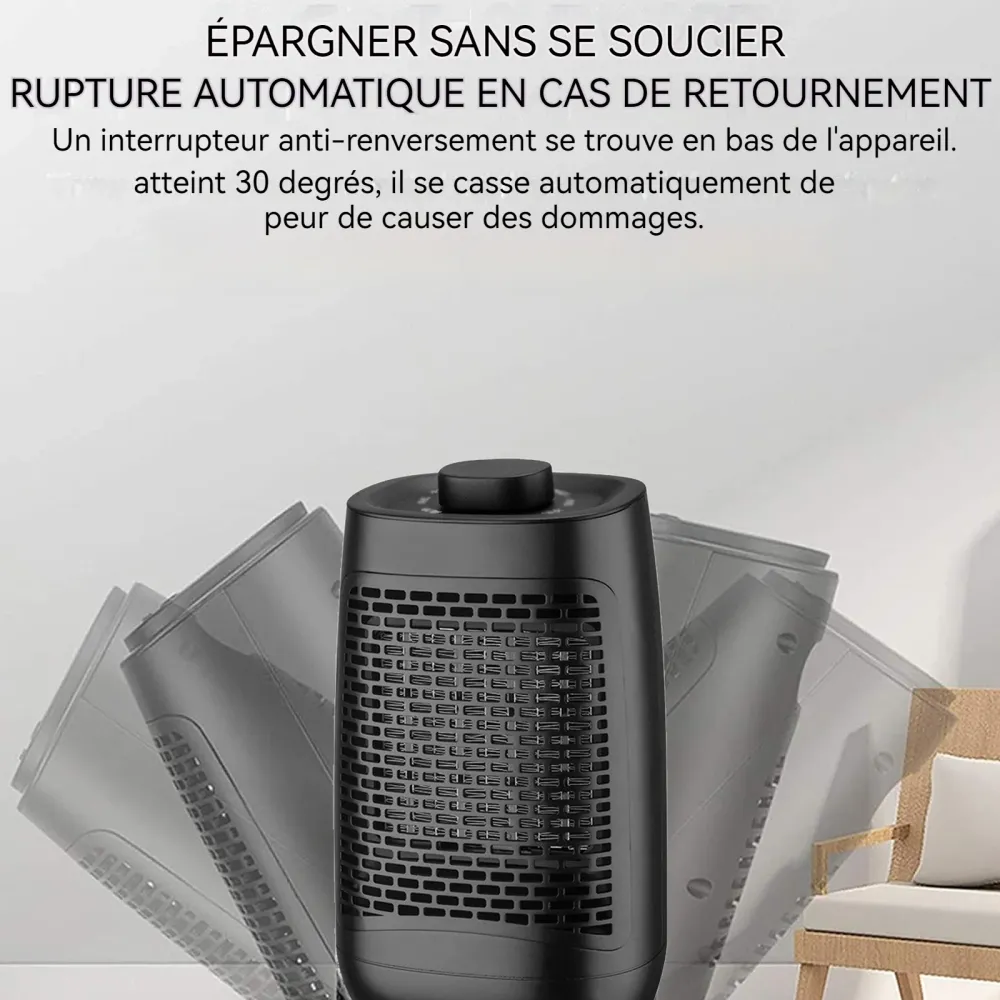 Chauffage 1200w 13.5x23.5x11.5cm chauffage basse consommation 3 niveaux de puissance alimentation en air modulable compact...