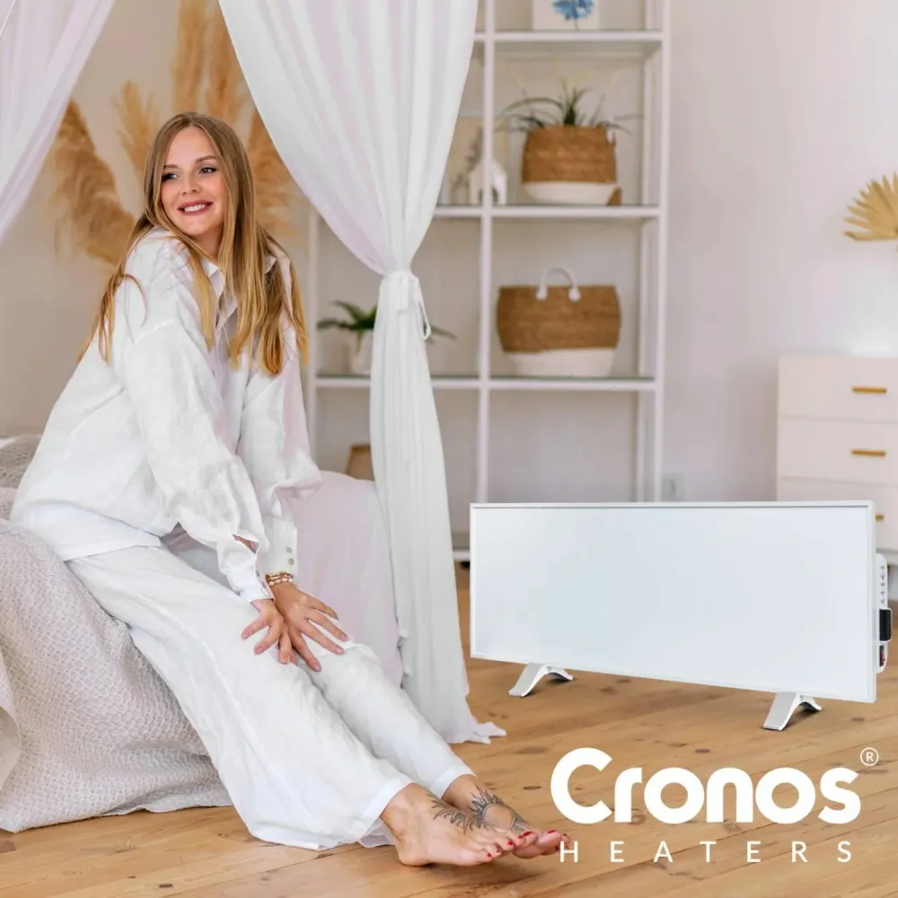Chauffage infrarouge Cronos, 330W, blanc, anti-allergique, ultra-mince, surface mate, chauffe une surface jusqu'à 12m2, Sy...