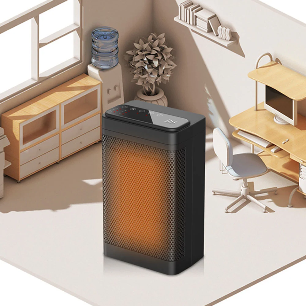 Chauffage vertical domestique Trois vitesses réglables Commande à distance Minuterie intelligente Chauffage céramique PTC